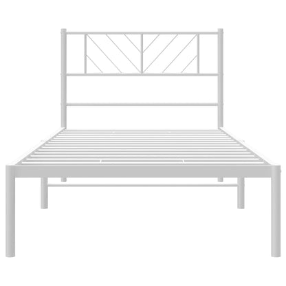 Bedframe Metaal 80 x 200 cm Wit met hoofdbord