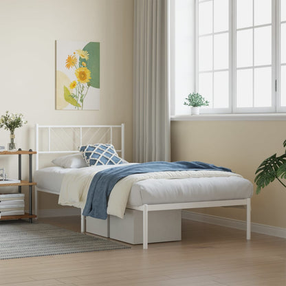Bedframe Metaal 80 x 200 cm Wit met hoofdbord