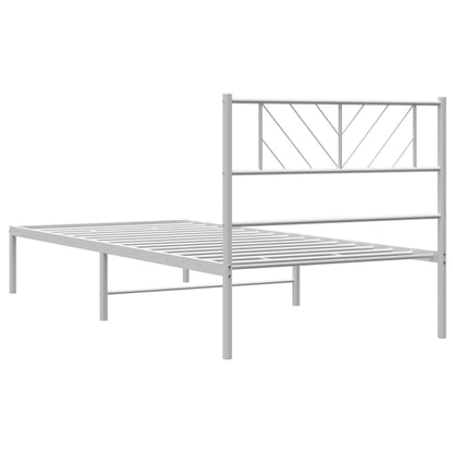 Bedframe Metaal 90 x 190 cm Wit met hoofdbord