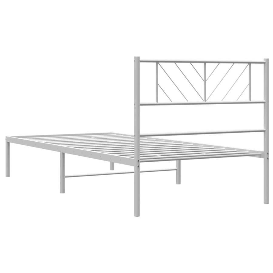 Bedframe Metaal 90 x 190 cm Wit met hoofdbord