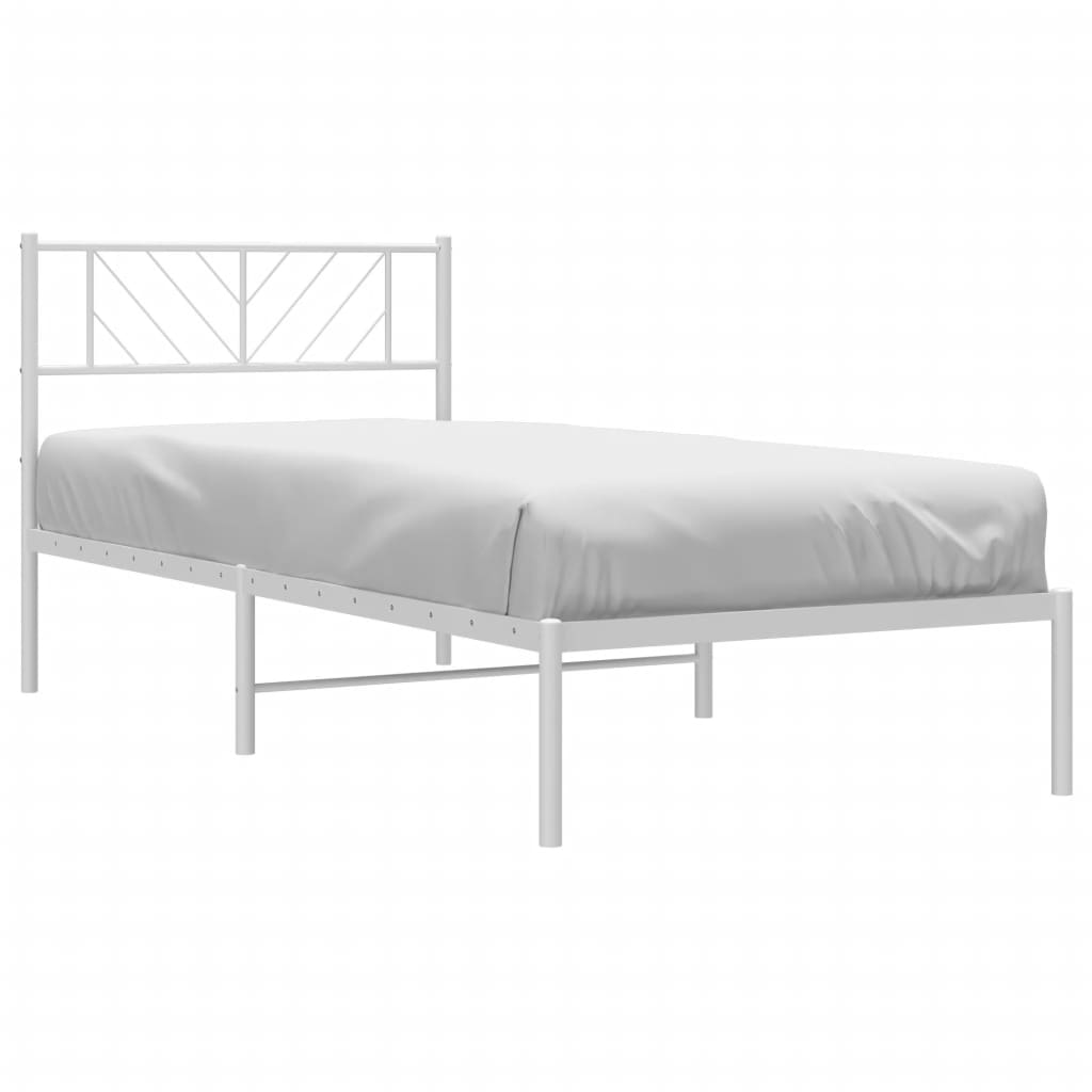 Bedframe Metaal 90 x 200 cm Wit met hoofdbord