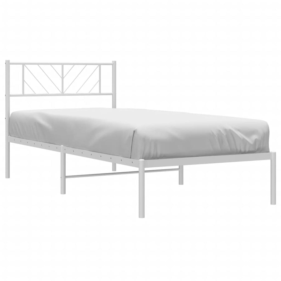 Bedframe Metaal 90 x 200 cm Wit met hoofdbord