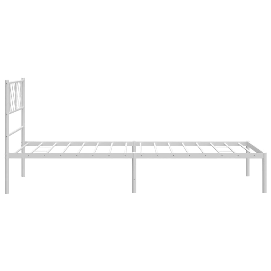 Bedframe Metaal 90 x 200 cm Wit met hoofdbord