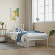 Bedframe Metaal 90 x 200 cm Wit met hoofdbord