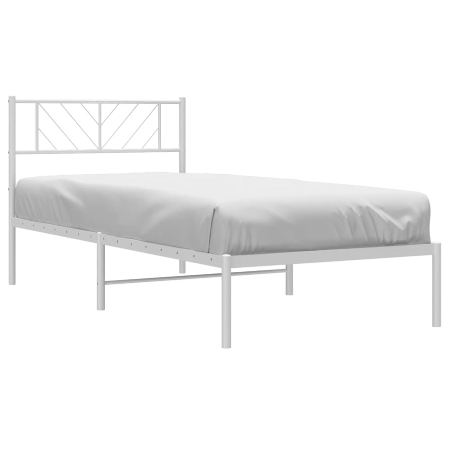 Bedframe Metaal 100 x 190 cm Wit met hoofdbord
