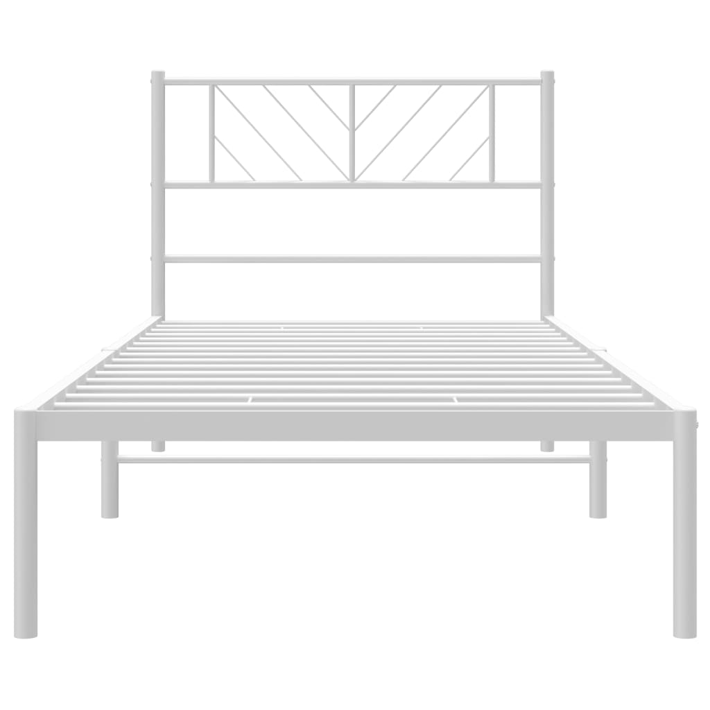 Bedframe Metaal 100 x 190 cm Wit met hoofdbord