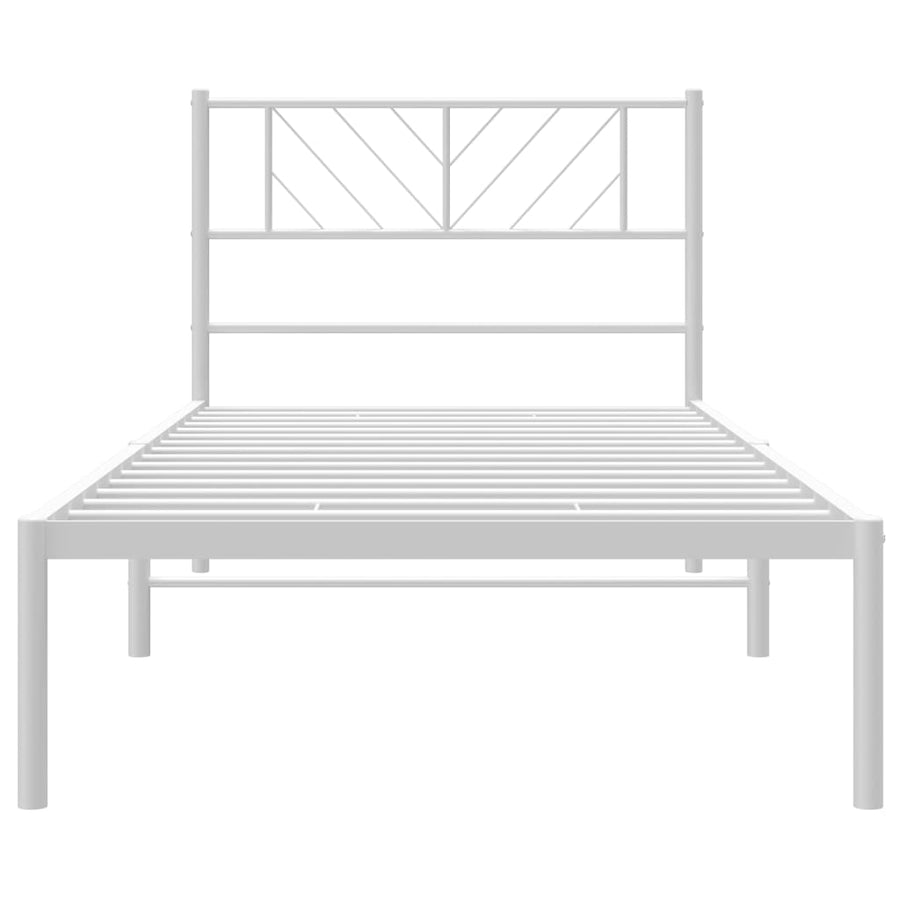 Bedframe Metaal 100 x 190 cm Wit met hoofdbord