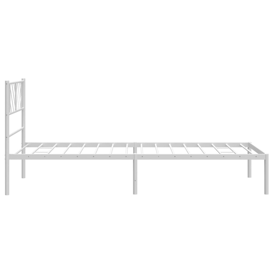 Bedframe Metaal 100 x 190 cm Wit met hoofdbord