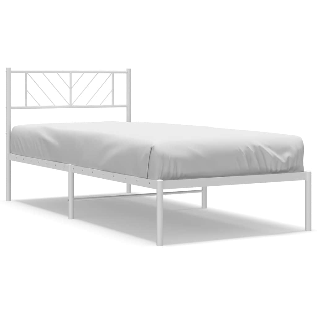 Bedframe Metaal 100 x 200 cm Wit met hoofdbord