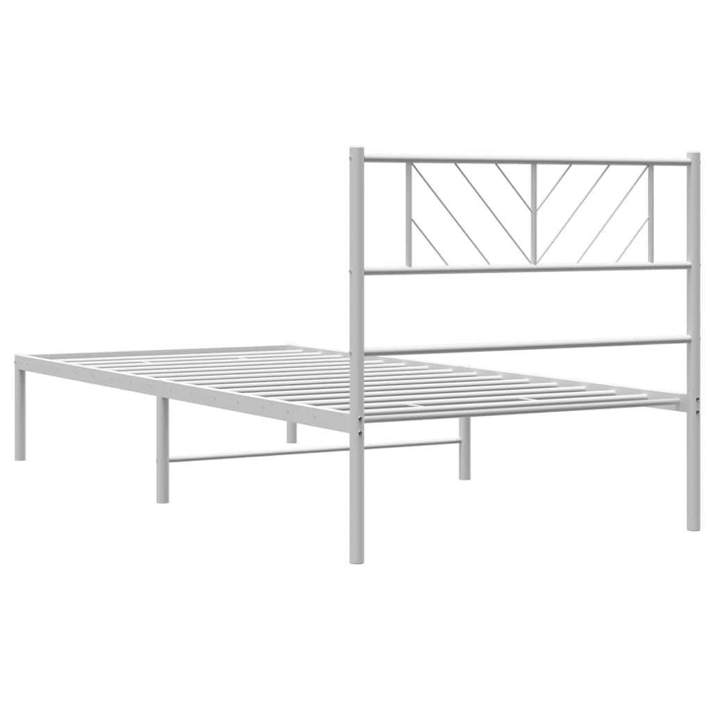 Bedframe Metaal 100 x 200 cm Wit met hoofdbord