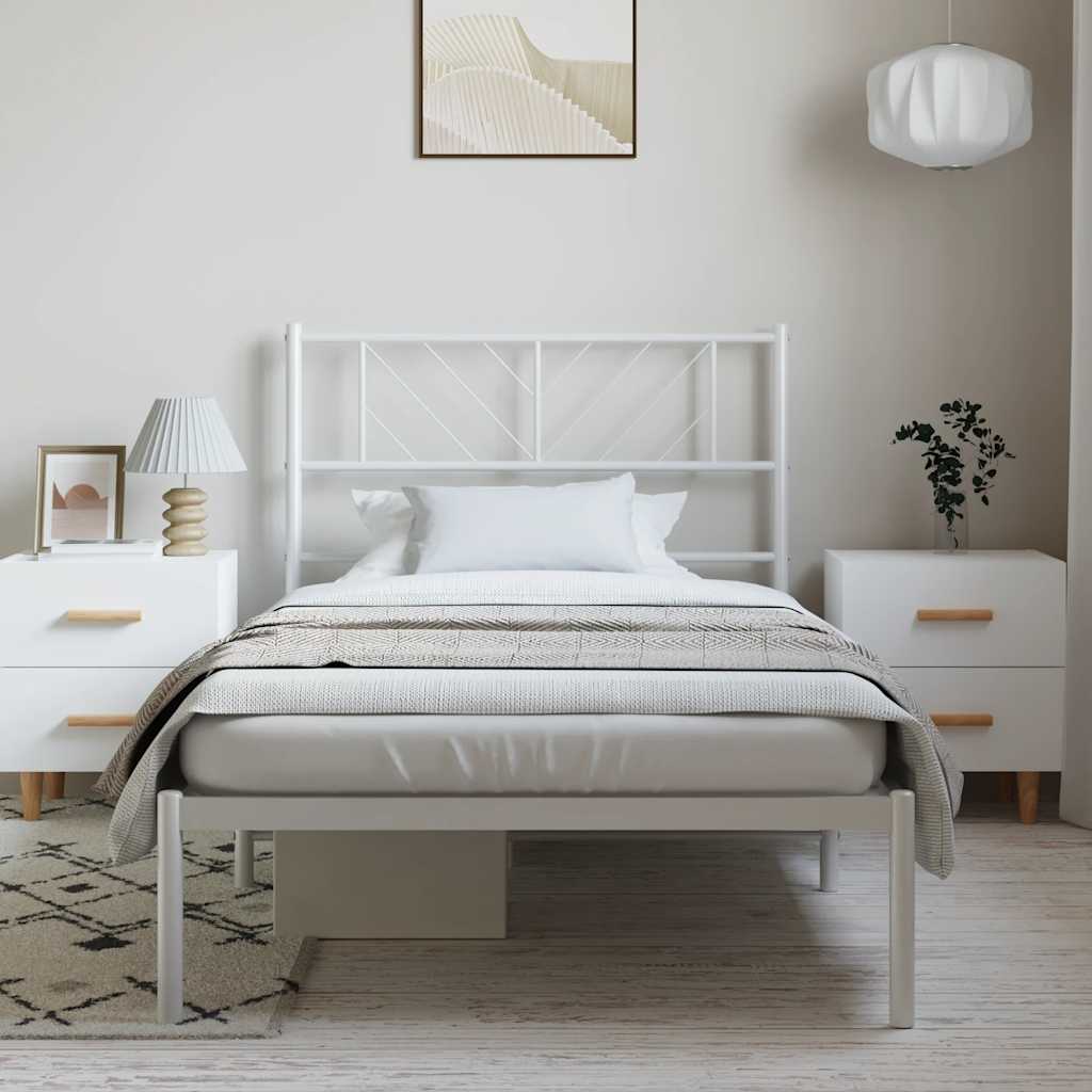 Bedframe Metaal 100 x 200 cm Wit met hoofdbord