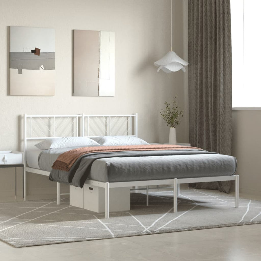 Bedframe Metaal 120 x 200 cm Wit met hoofdbord