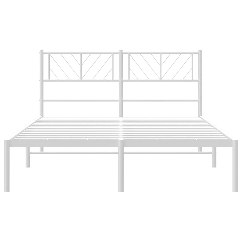 Bedframe met hoofdbord metaal wit 135x190 cm