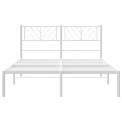 Bedframe met hoofdbord metaal wit 135x190 cm