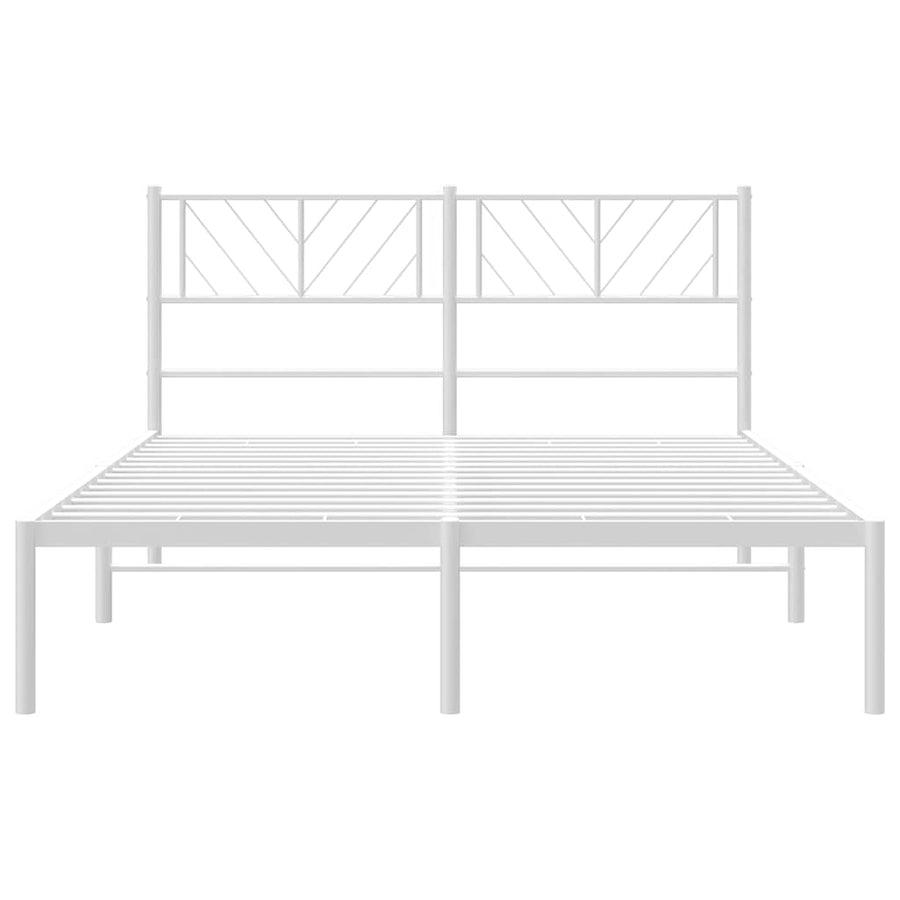Bedframe met hoofdbord metaal wit 135x190 cm