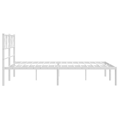 Bedframe met hoofdbord metaal wit 135x190 cm