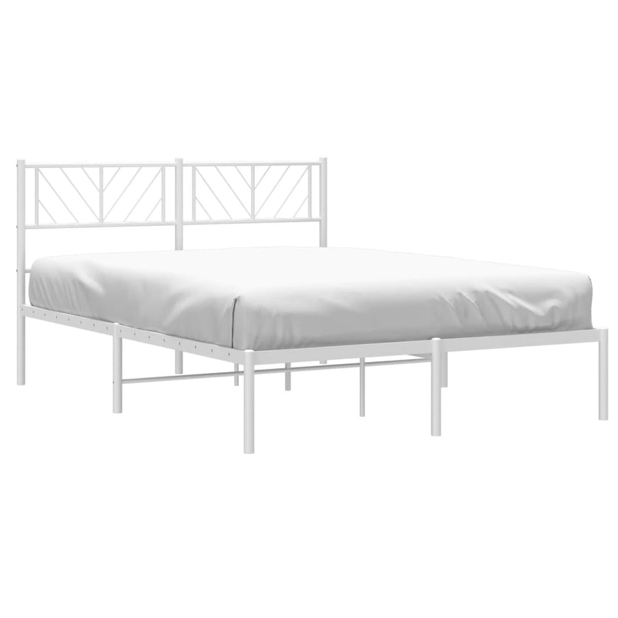 Bedframe Metaal 140 x 200 cm Wit met hoofdbord
