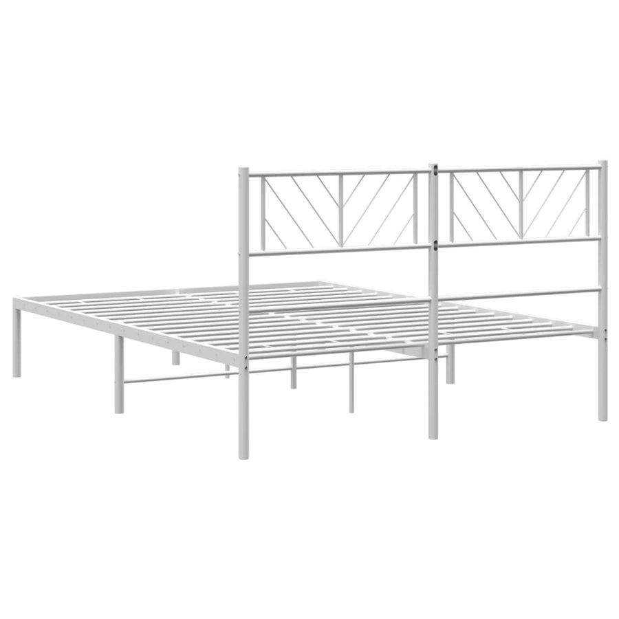 Bedframe Metaal 140 x 200 cm Wit met hoofdbord
