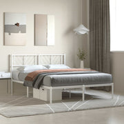 Bedframe 140x200 cm metaal wit met hoofdbord