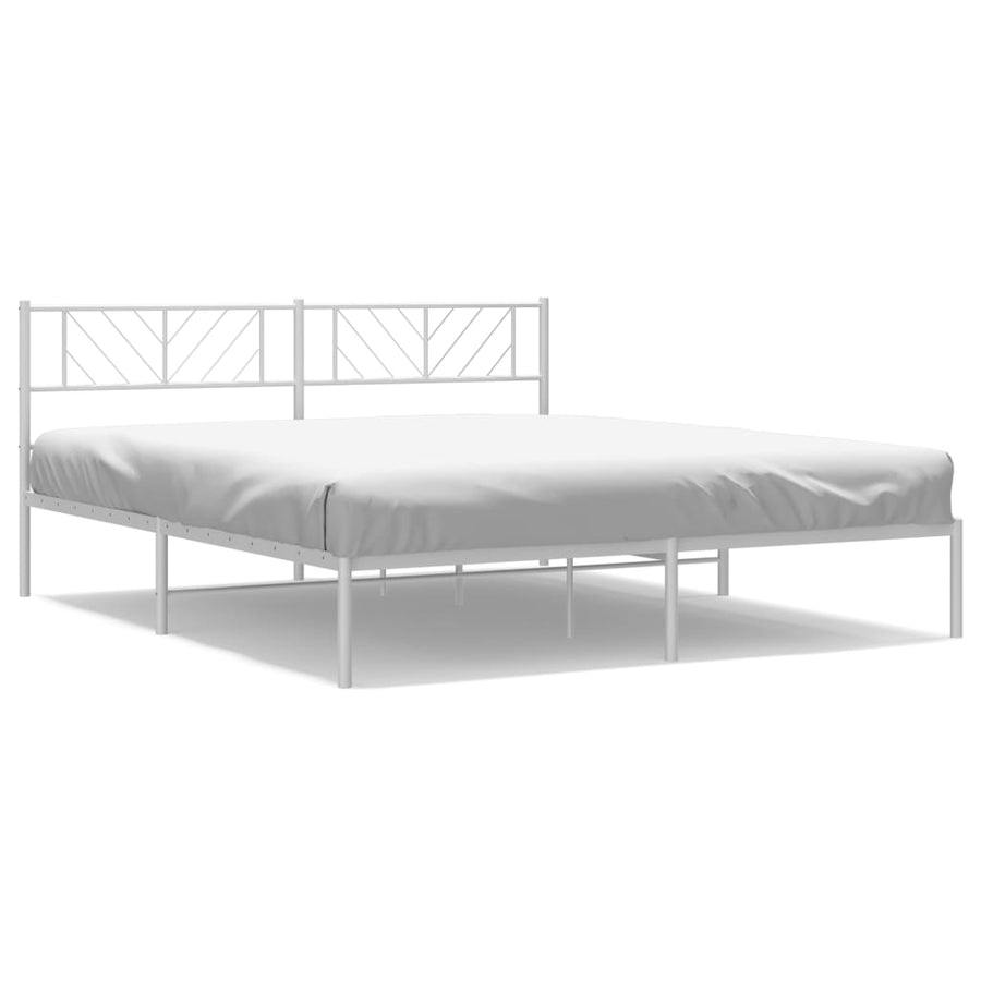 Bedframe Metaal 183 x 213 cm Wit met hoofdbord