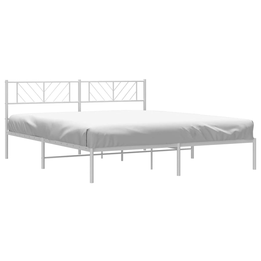 Bedframe Metaal 183 x 213 cm Wit met hoofdbord