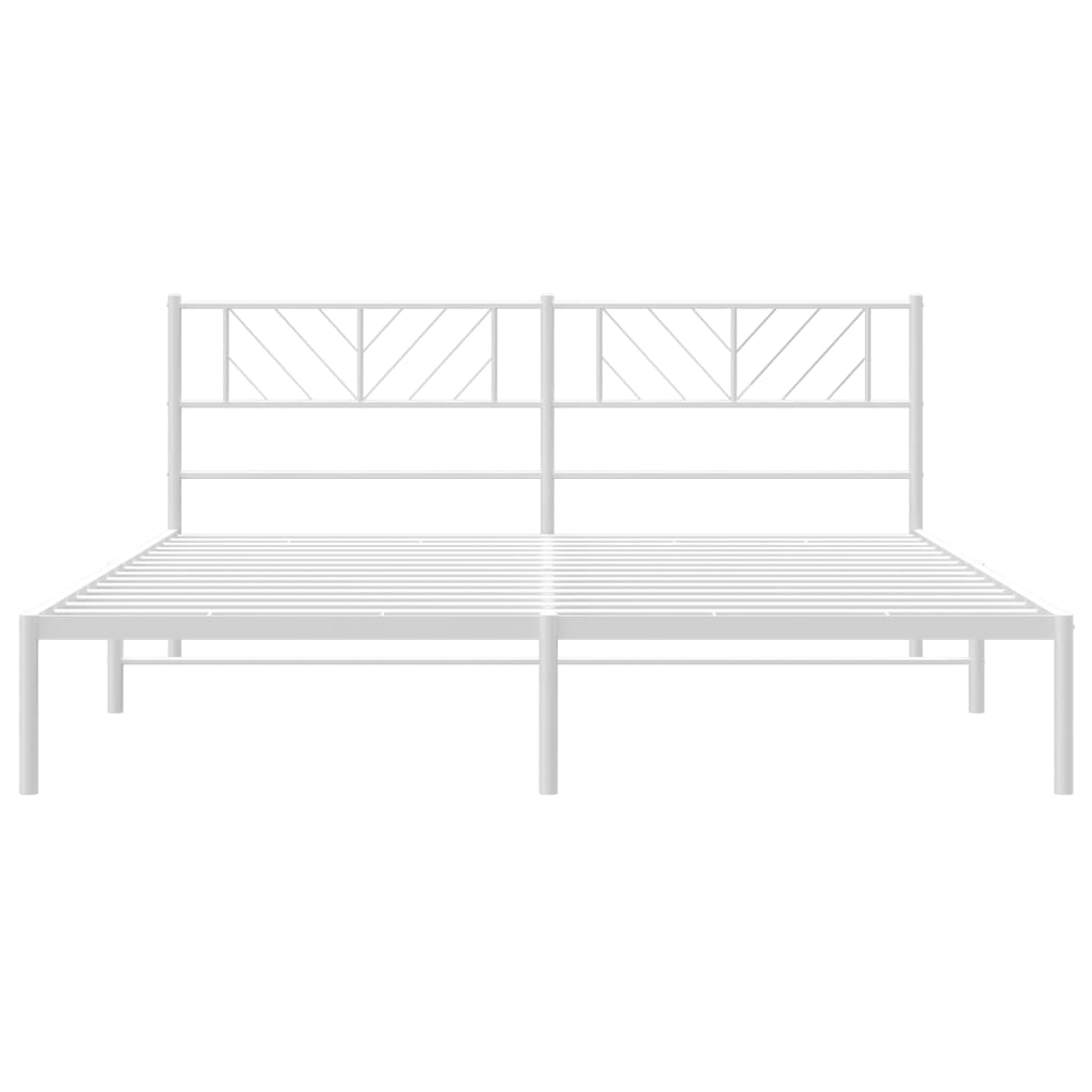 Bedframe Metaal 183 x 213 cm Wit met hoofdbord