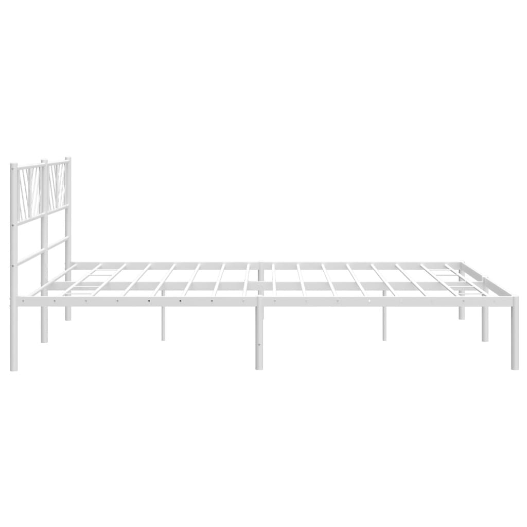 Bedframe Metaal 183 x 213 cm Wit met hoofdbord
