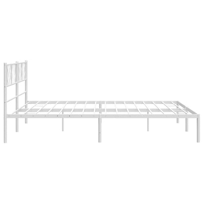Bedframe Metaal 183 x 213 cm Wit met hoofdbord
