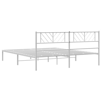 Bedframe Metaal 183 x 213 cm Wit met hoofdbord