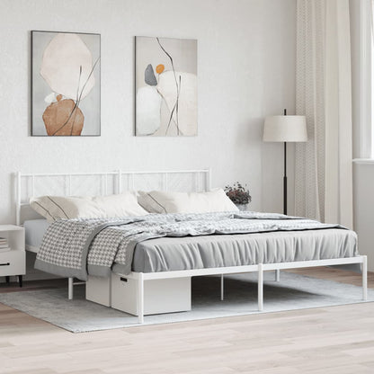 Bedframe Metaal 183 x 213 cm Wit met hoofdbord