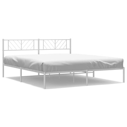 Bedframe Metaal 193 x 203 cm Wit met hoofdbord