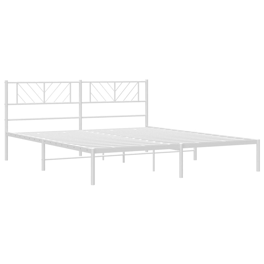 Bedframe Metaal 193 x 203 cm Wit met hoofdbord