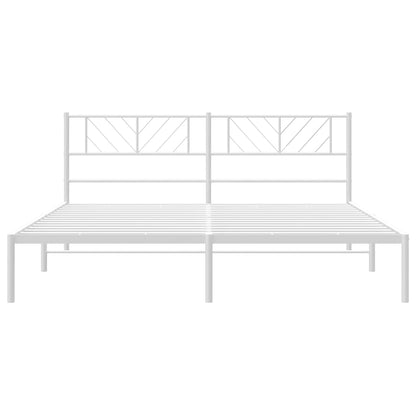 Bedframe Metaal 193 x 203 cm Wit met hoofdbord