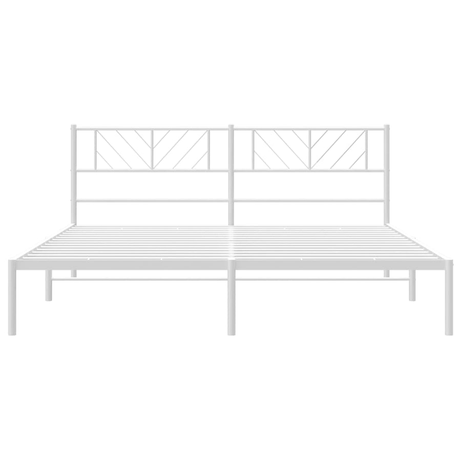 Bedframe Metaal 193 x 203 cm Wit met hoofdbord