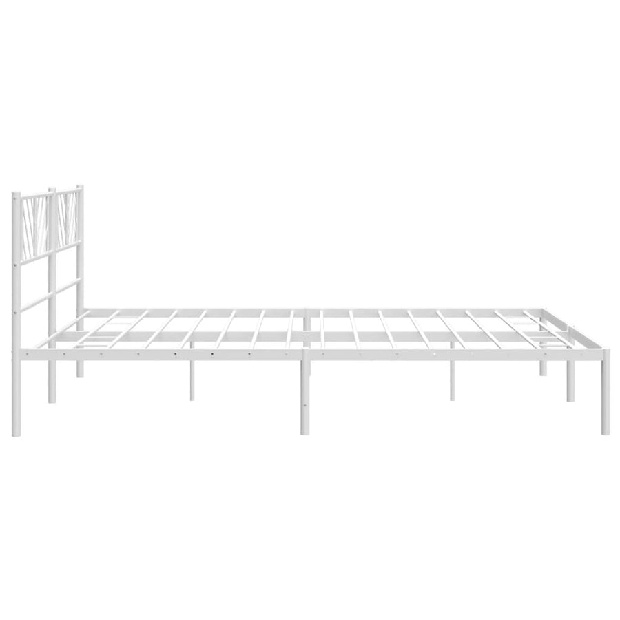 Bedframe Metaal 193 x 203 cm Wit met hoofdbord