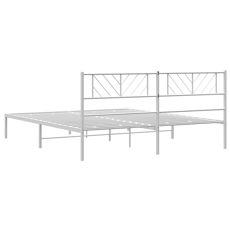 Bedframe Metaal 193 x 203 cm Wit met hoofdbord