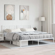 Bedframe metaal wit 193x203 cm met hoofdbord