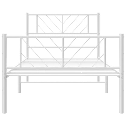 Bedframe Met Hoofd- En Voeteneinde Metaal 75 x 190 cm Wit met hoofdbord & voetbord