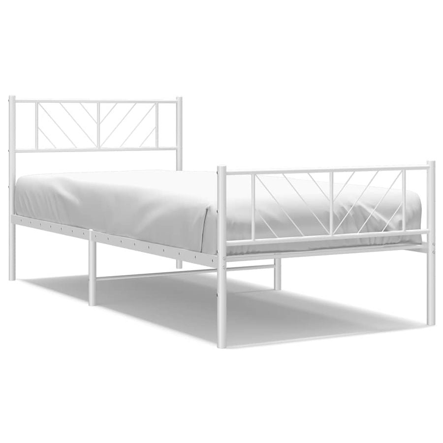 Bedframe met hoofd- en voeteneinde metaal wit 100x200 cm