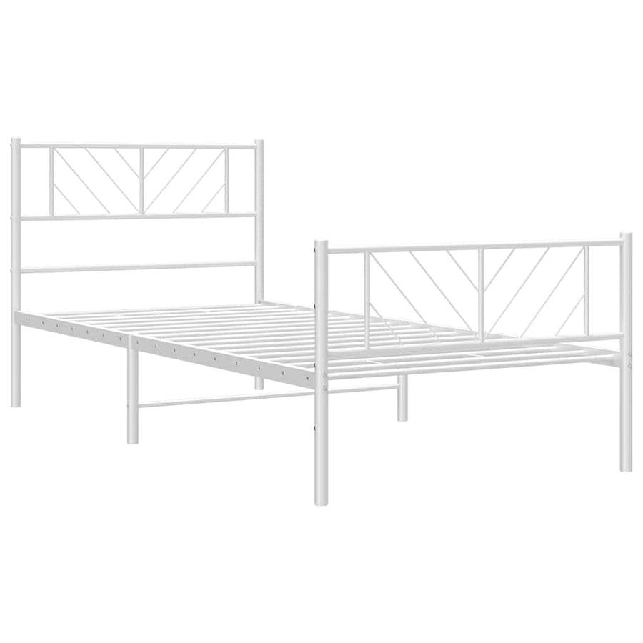 Bedframe met hoofd- en voeteneinde metaal wit 100x200 cm