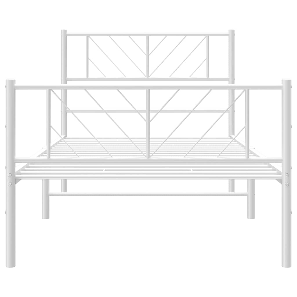 Bedframe met hoofd- en voeteneinde metaal wit 100x200 cm