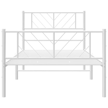 Bedframe met hoofd- en voeteneinde metaal wit 100x200 cm