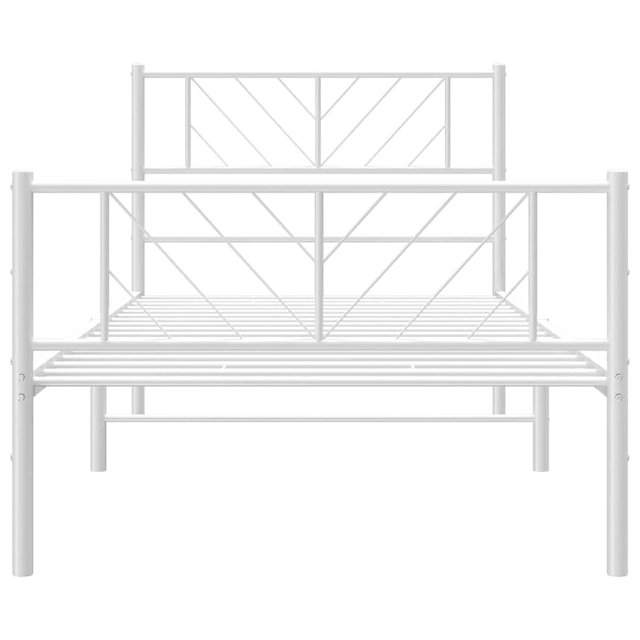 Bedframe met hoofd- en voeteneinde metaal wit 100x200 cm