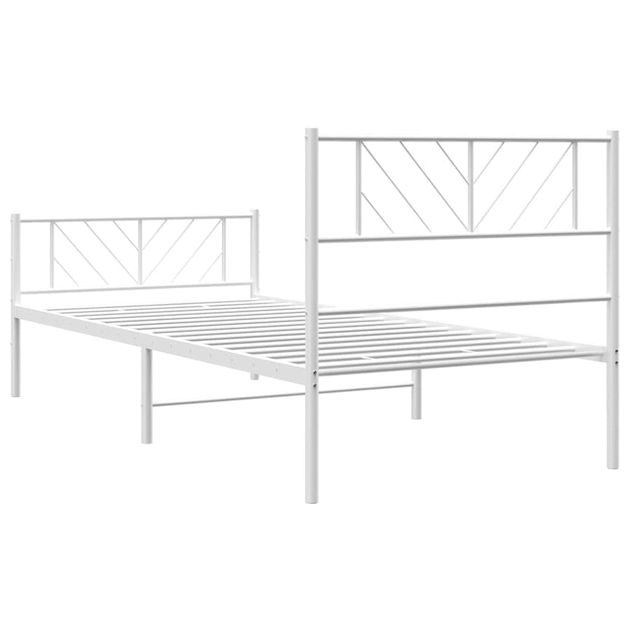 Bedframe met hoofd- en voeteneinde metaal wit 100x200 cm