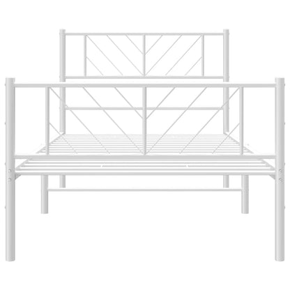 Bedframe Met Hoofd- En Voeteneinde Metaal 107 x 203 cm Wit met hoofdbord & voetbord
