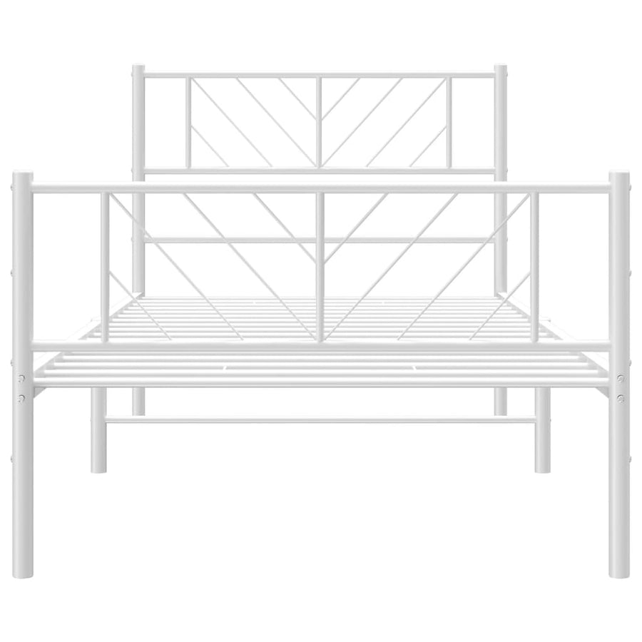 Bedframe Met Hoofd- En Voeteneinde Metaal 107 x 203 cm Wit met hoofdbord & voetbord