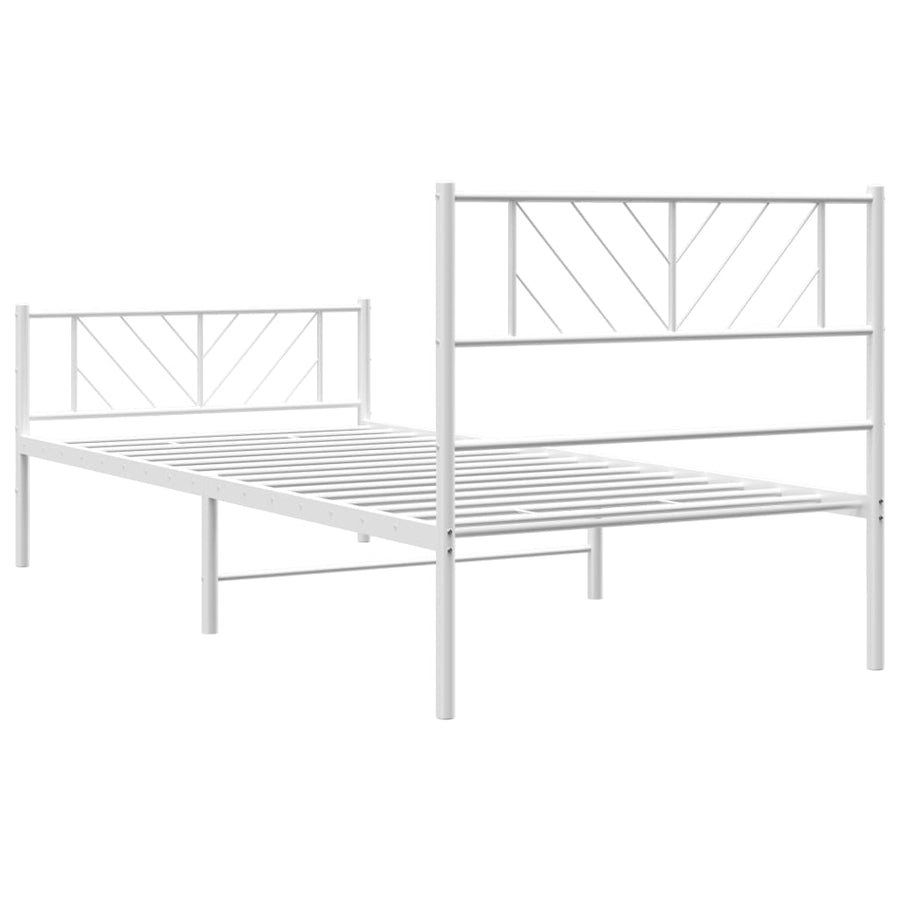 Bedframe Met Hoofd- En Voeteneinde Metaal 107 x 203 cm Wit met hoofdbord & voetbord
