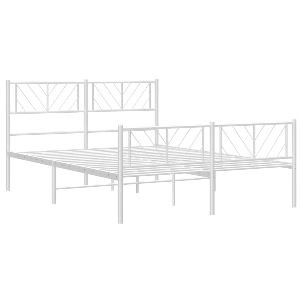 Bedframe Met Hoofd- En Voeteneinde Metaal 120 x 200 cm Wit met hoofdbord & voetbord