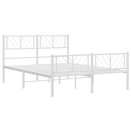 Bedframe Met Hoofd- En Voeteneinde Metaal 120 x 200 cm Wit met hoofdbord & voetbord