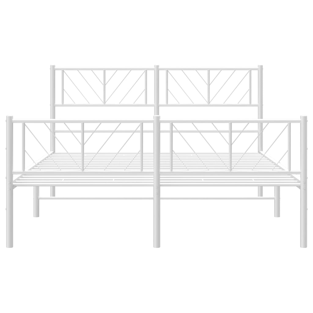 Bedframe Met Hoofd- En Voeteneinde Metaal 120 x 200 cm Wit met hoofdbord & voetbord
